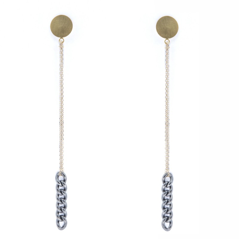 Gold K10 and oxidized Silver 925 chains