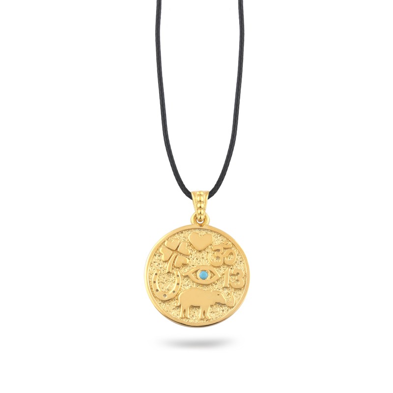 Lucky Charm 7 symbols on silver 925 goldplated chain Γούρι 