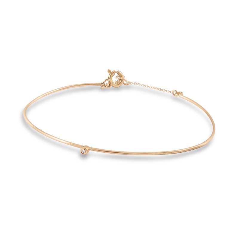 Χρυσό Βραχιόλι Χειροπέδα  Κ14  με Διαμάντι 