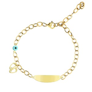 14k Gold id Bracelet with  Turqoise Stone and Diamond Footsteps