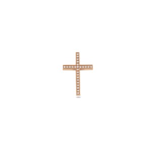 14k pink  gold cross with zirgons