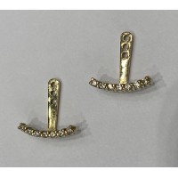 Κ14 Yellow Gold Earings Fan with Diamonds 