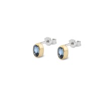 18k Handmade Gold and 925 Silver Earrings  with London Blue Topaz
