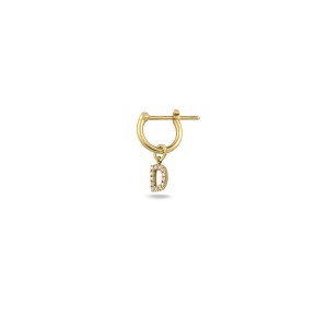 Initial single hoop earring  available  14k gold with diamonds 0,15ct