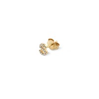 Σκουλαρίκι stud  monogram με διαμάντια 0,15ct. σε χρυσό Κ14 