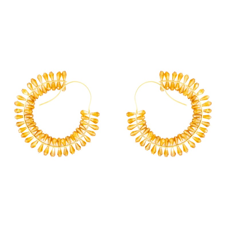 Lightsource Collection Earrings, Gold K18 medium Hoop with citrine Lightsource Collection Earrings, Gold K18 medium Hoop with citrine