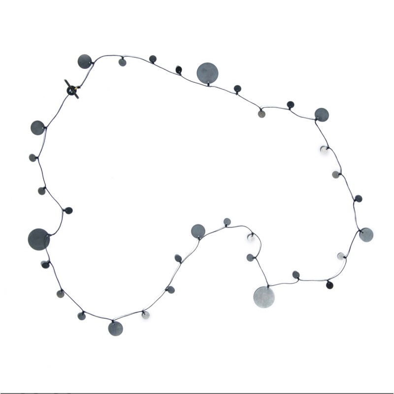 Flouria Collection Long Necklace with oxidized black finish Silver 925 Flouria and black cord