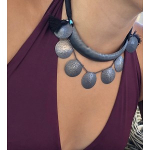 Ασημένιο κολιέ με οξειδωμένο ασήμι 925