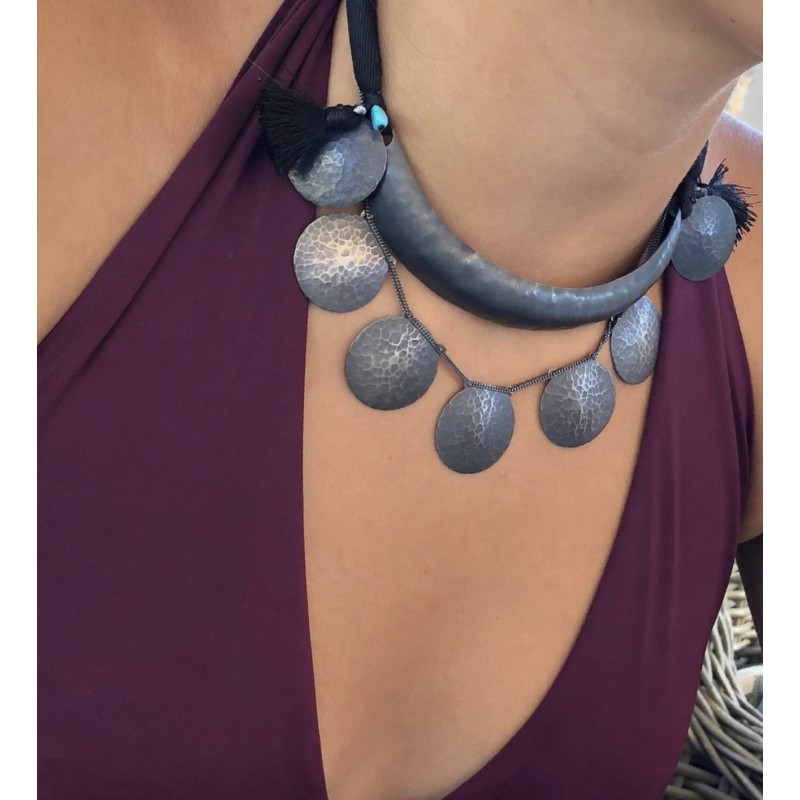 Ασημένιο κολιέ με οξειδωμένο ασήμι 925