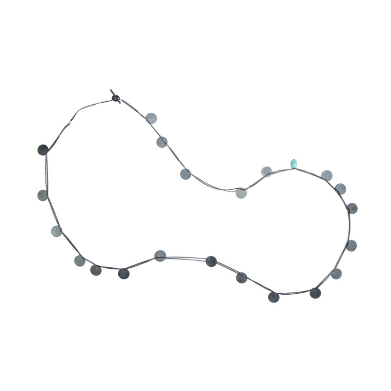 Flouria Collection Long Necklace with oxidized black finish Silver 925 Flouria, turqoise and oxidized Silver 925 chains