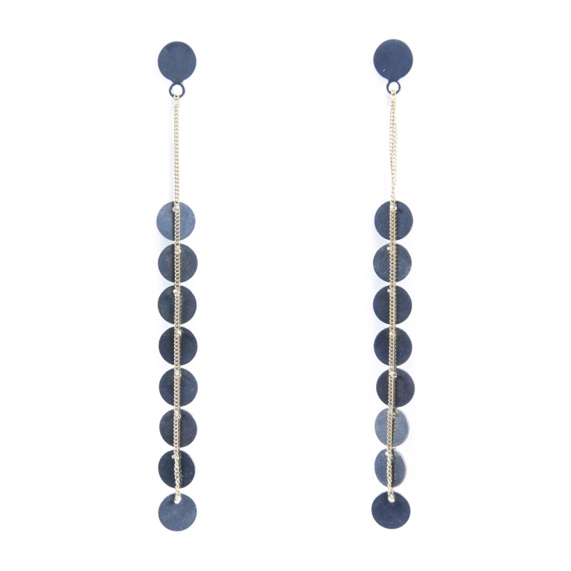 Flouria Collection Earrings with oxidized Silver 925 flouria and Gold K10 chains Flouria Collection Earrings with oxidized Silver 925 flouria and Gold K10 chains