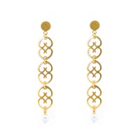 Flouria Collection Earrings with matte finish Goldplated Silver 925 Doublehearts and baby pearls Flouria Collection Earrings with matte finish Goldplated Silver 925 Doublehearts and baby pearls