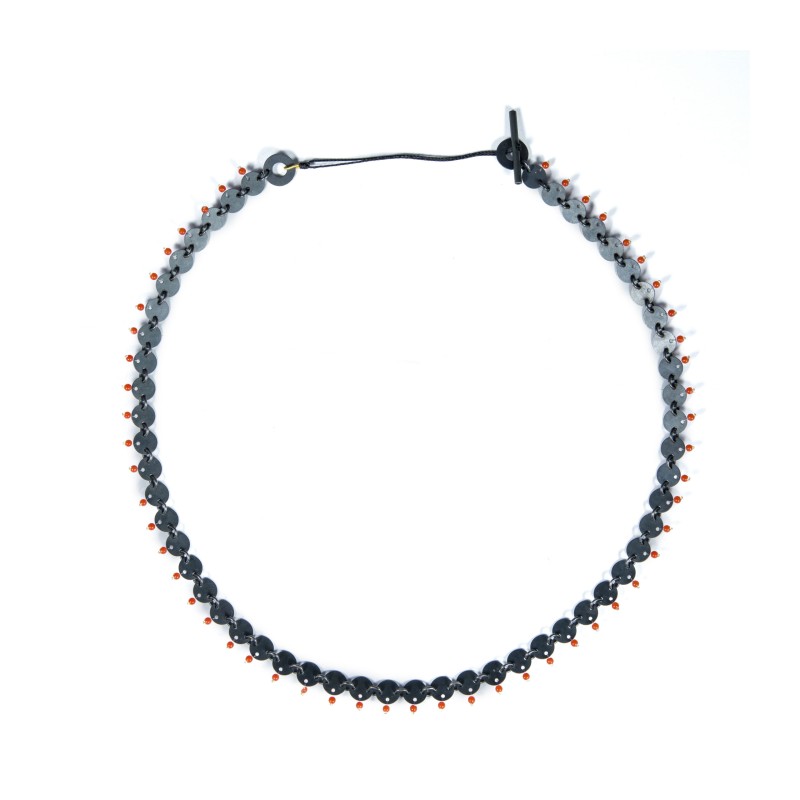 Flouria Collection Short Necklace With Oxidized Silver 925 Small Flouria and Baby Corals Flouria Collection Short Necklace With Oxidized Silver 925 Small Flouria and Baby Corals