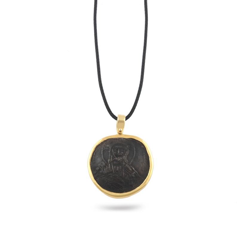 ​Konstantinato pendant big in blackplated silver 925 and gold 14k