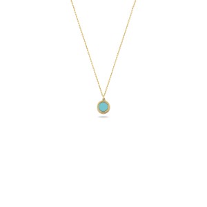 14k Small Turquise Eye Necklace Gold with Gold Chain