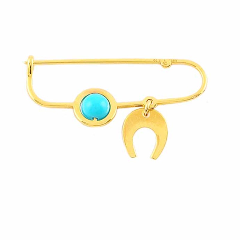 Παραμάνα κ14  με πεταλάκι και  τυρκουάζ πέτρα .