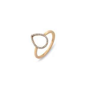 pavé collection Δαχτυλίδι δάκρυ σε ροζ χρυσό κ18 