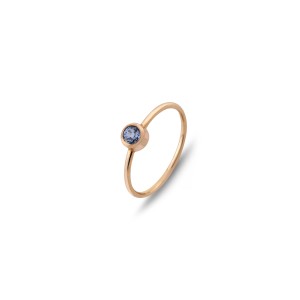 Δαχτυλίδι Κ14  Ροζ Χρυσό με Ζαφείρι 