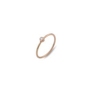 14k Pink Gold Ring Set with Diamond 0,04ct