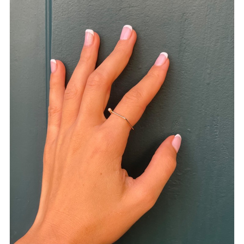 Τετράγωνο Δαχτυλίδι  Κ14 με Διαμάντι  Τετράγωνο Δαχτυλίδι  Κ14 με Διαμάντι