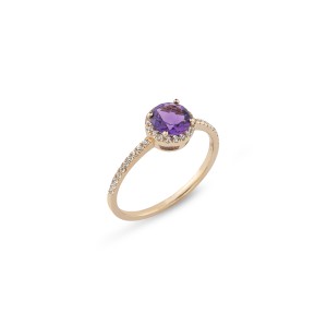 Δαχτυλίδι K14  με White Topaz και Amethyst