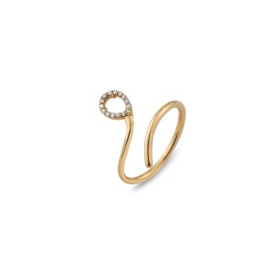 18k rose gold ring with white diamonds in snake shape