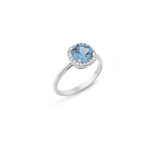 Δαχτυλίδι K18  με Διαμάντια και London Blue Topaz Δαχτυλίδι K18  με Διαμάντια και London Blue Topaz