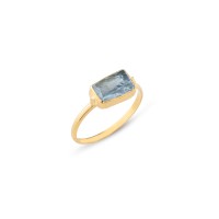 18k Handmade Gold Ring with Aquamarine