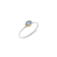 18k Handmade Gold and 925 Silver Ring  with London Blue Topaz