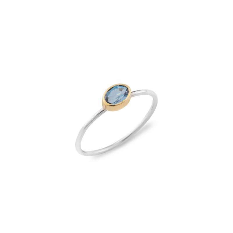 Χειροποίητο δαχτυλίδι Χρυσό Κ18 και Ασήμι 925 με London Blue Topaz Χειροποίητο δαχτυλίδι Χρυσό Κ18 και Ασήμι 925 με London Blue Topaz