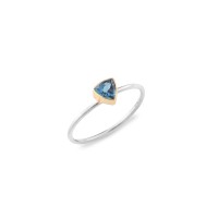 18k Handmade Gold and 925 Silver Ring  with London Blue Topaz