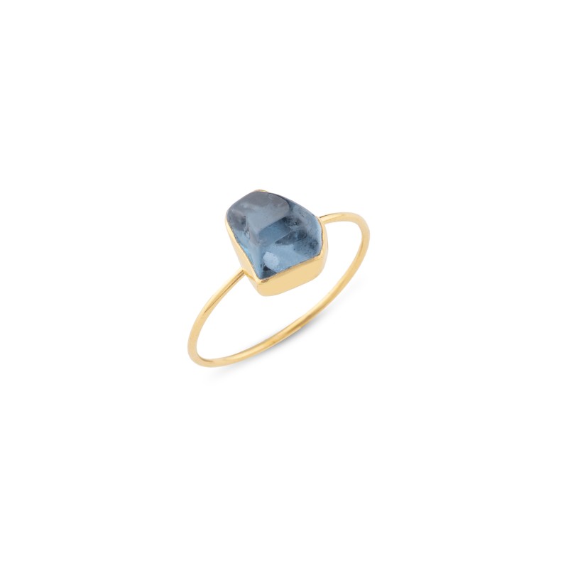 Χειροποίητο δαχτυλίδι Χρυσό Κ18 με London Blue Topaz Χειροποίητο δαχτυλίδι Χρυσό Κ18 με London Blue Topaz