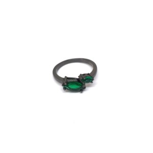 Black plated silver 925 ring with synthetic stones