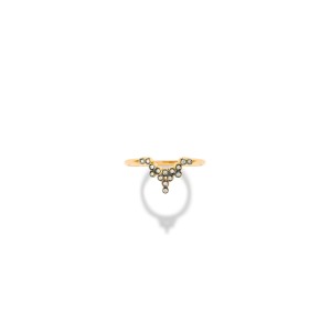 18K Yellow Gold Ring with diamonds and black rhodium finish