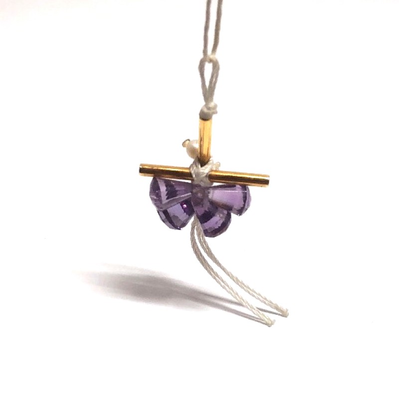 k18 gold cross set with amethyst drops