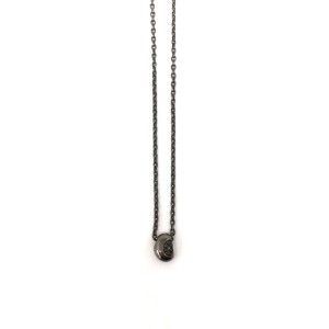 Rhodanised Silver 925 Bean with black diamonds 0.04ct and rhodanised Silver 925 chain