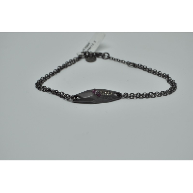 oxidised silver bracelet with diamonds and ruby