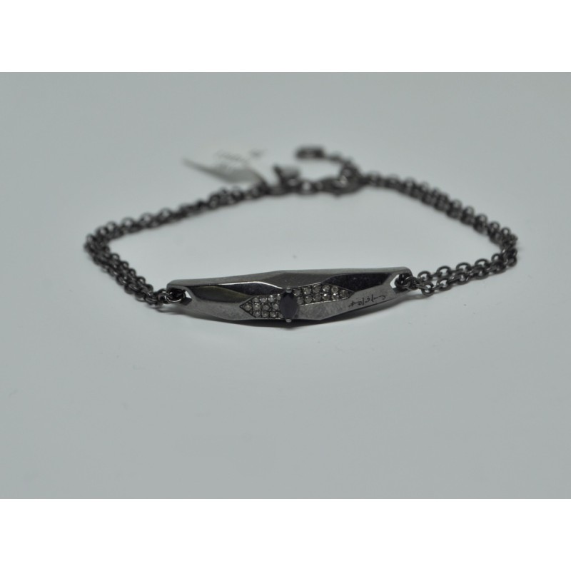 oxidised silver bracelet with diamonds and sapphire 