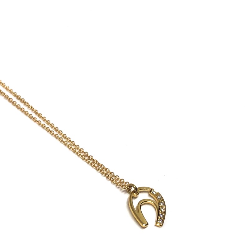 Χρυσό κολιέ πέταλο K14  με διαμάντια 0,03ct