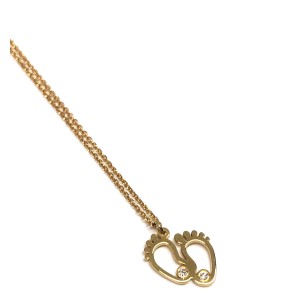 Χρυσό κολιέ πατουσάκια παιδικά   K14  με διαμάντια 0,02ct