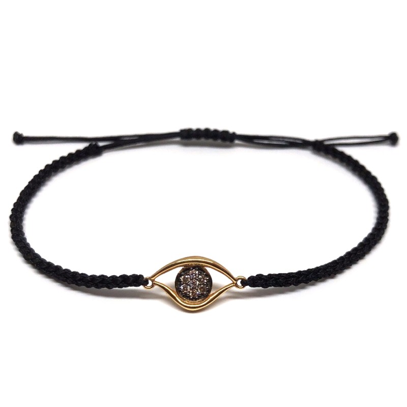 k14 gold cord eye bracelet with white diamonds  k14 gold cord eye bracelet with white diamonds