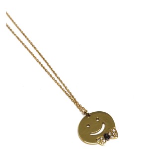 Κολιέ-φατσούλα 14 καρατίων με λευκά και μαύρα διαμαντια 