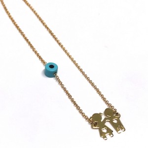 Κολιε χρυσό K14 δίδυμα αγόρι-κορίτσι  Κολιε χρυσό K14 δίδυμα αγόρι-κορίτσι