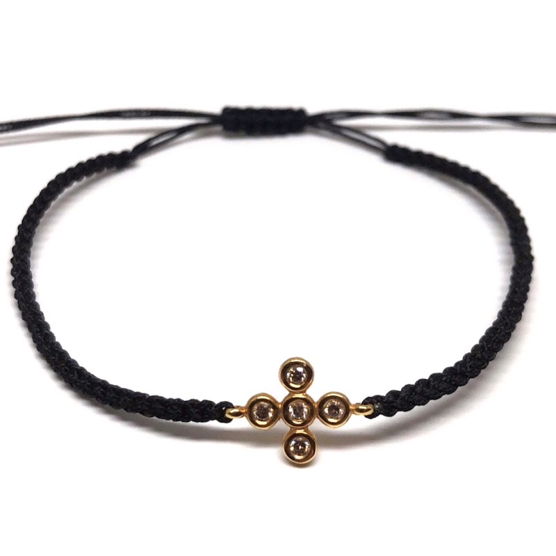 Χρυσό Bραχιόλι Σταυρός Κ14 με Διαμάντια.