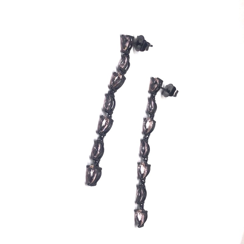 Black plated silver 925 earrings with white stones 