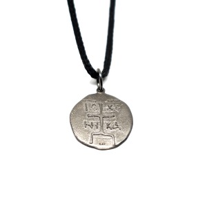 Κωνσταντινάτο   μενταγιόν μεγάλο σε επιπλατινωμένο ασήμι  925