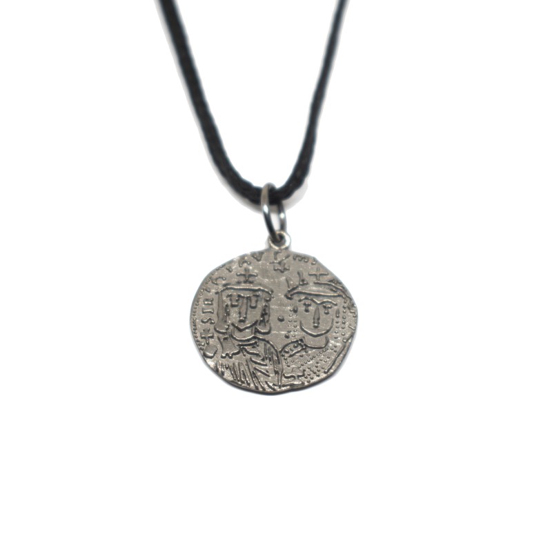 Κωνσταντινάτο   μενταγιόν μεγάλο σε επιπλατινωμένο ασήμι  925