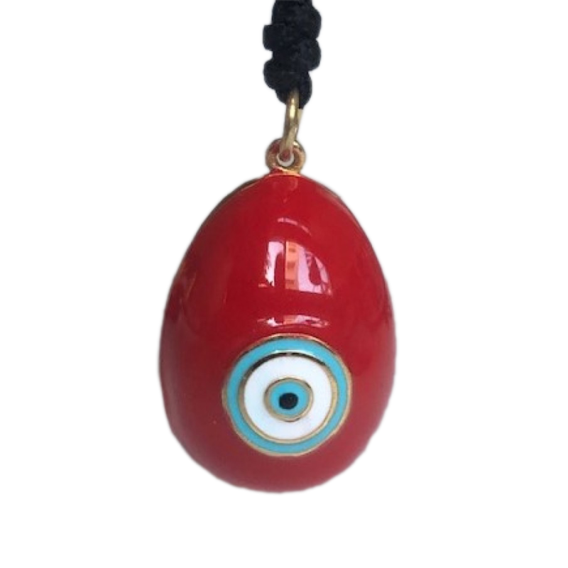 Evil eye necklace with cord  in 925 silver and red emerald