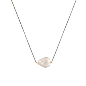 Modern 925 Silver Necklace with Keishi Pearl