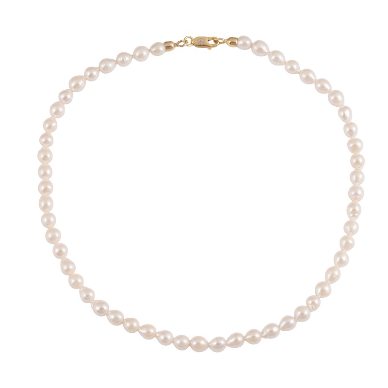 Drop Pearl Necklace with 925 Gold-plated Silver Clasp